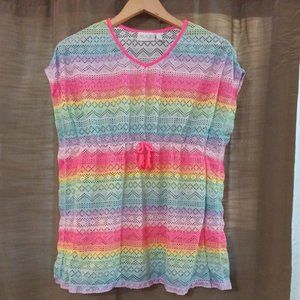 Girls The Children's Place Colorful Striped Swim Suit Cover Up Size 10/12